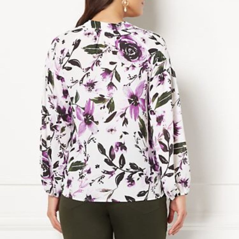 white floral choker blouse size XS SM MED - Picture 3 of 4